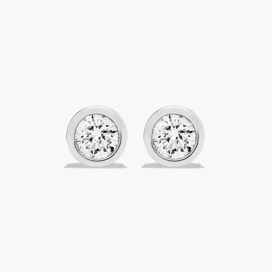 18K Natural RBC Bezel set Diamond, Stud Earrings