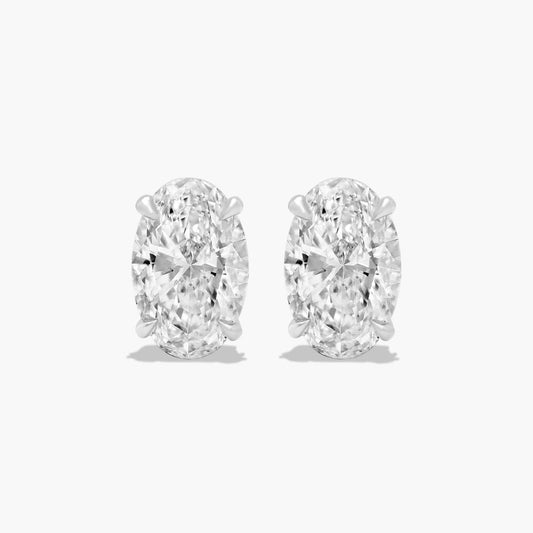 18K Natural Oval shape Diamond, Stud Earrings