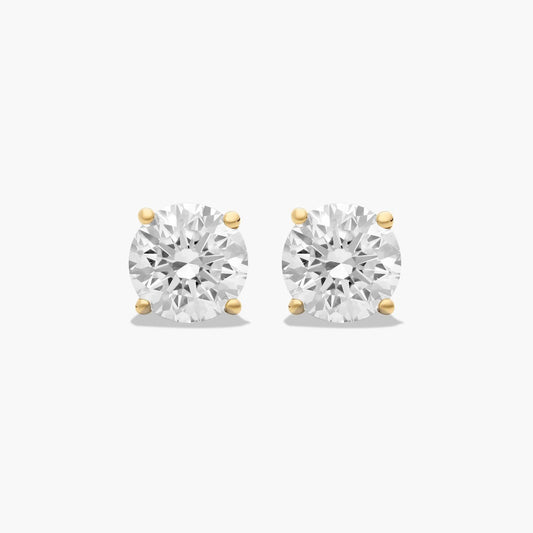 18K Natural RBC Diamond, Four Prong Stud Earrings