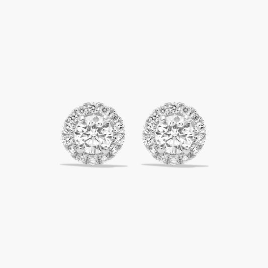 18K Natural RBC Halo Diamond, Stud Earrings