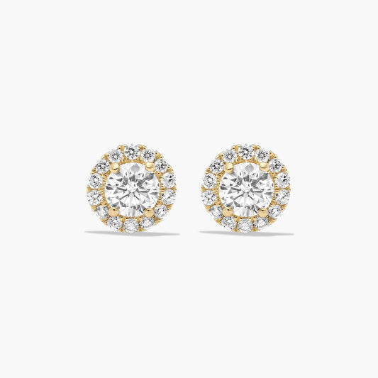 18K Natural RBC Halo Diamond, Stud Earrings