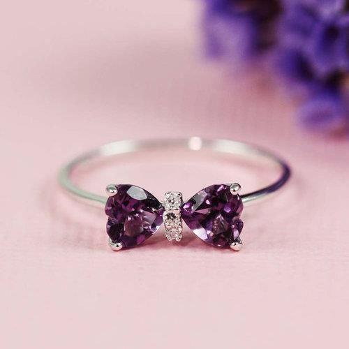 Amethyst Diamond Ring